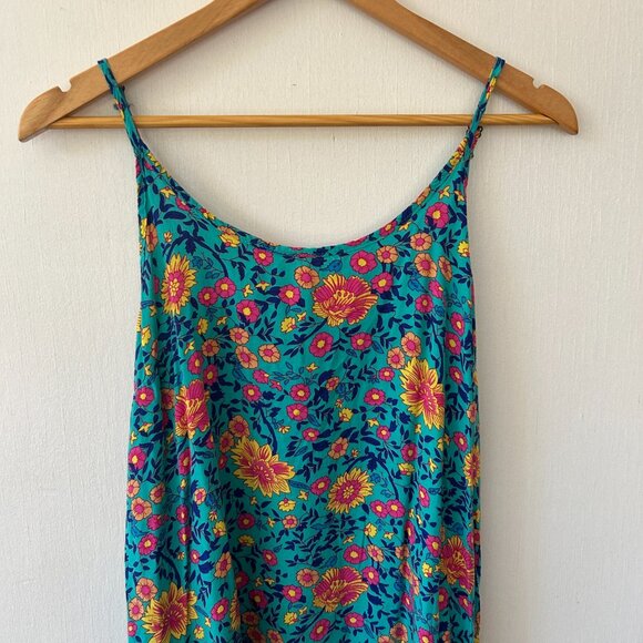 Qearal Sundress Womens Large Blue Microfloral Straps Cutesy Cottagecore - Picture 2 of 7